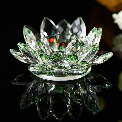 1PC Colorful Crystal Lotus Flower Candle Tea Light Holder Candlestick Deocr