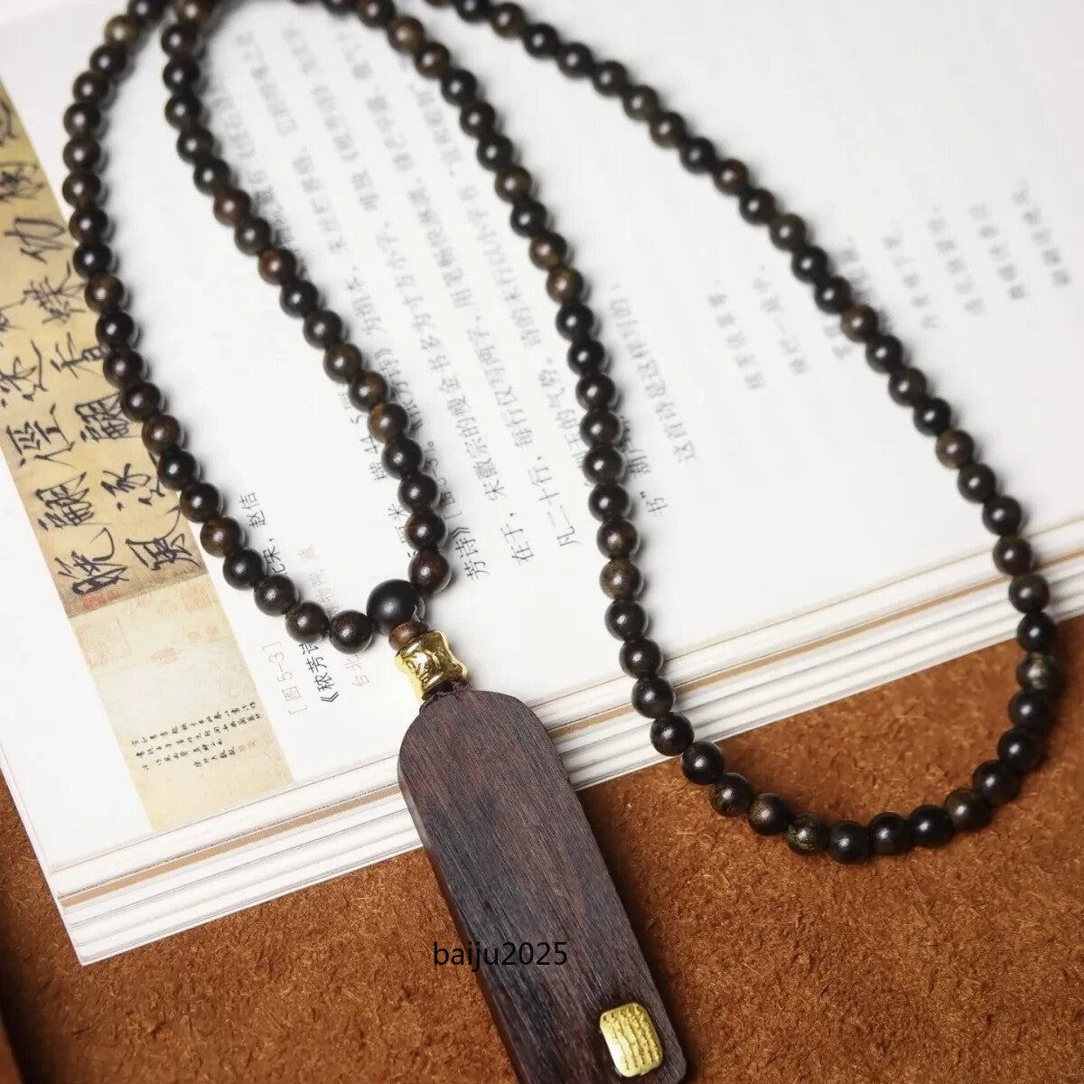 6mm*108 Natural Agarwood Prayer Beads Necklace Multi-loop Bracelet Pendant
