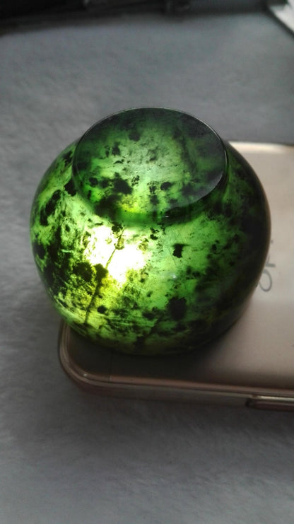 Natural Black Green Jade Cup Bowl Jade Winebowl Diameter 5.2cm 2inch