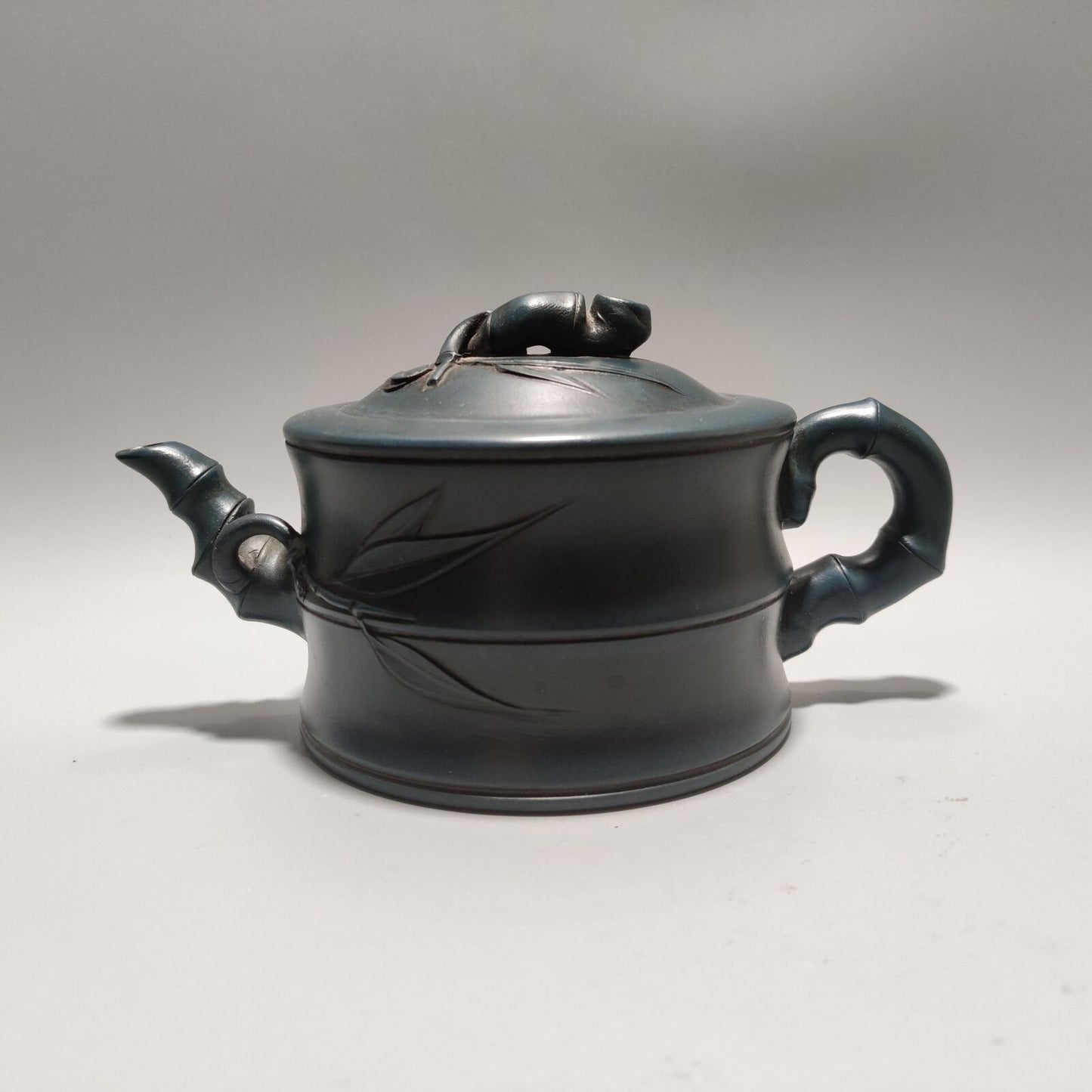 Vintage Chinese Yixing Purple Clay Teapot Zisha Ceremony Ceramic Bamboo Teaware