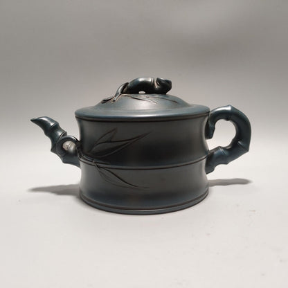 Vintage Chinese Yixing Purple Clay Teapot Zisha Ceremony Ceramic Bamboo Teaware