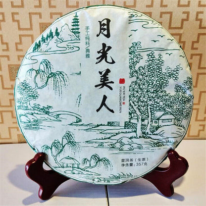 Organic cha Puerh Tea Moonlight Beauty Menghai Puer Moonlight Sheng Pu-erh 357g