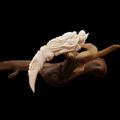 Hand Carved Dragon Tooth Tip Plate Ornament Pendant Corner Carving Technique