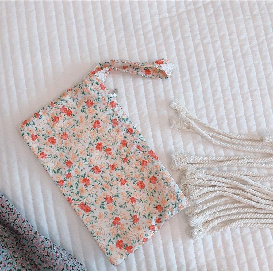 Floral Coin Purse Cotton Pouch Cosmetic Bag Fabric Make Up Organizer Storage Bag