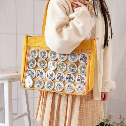 35*25*5CM Bag Women Canvas Bag PVC Transparent Purse Shoulder Bag Satchels Pink
