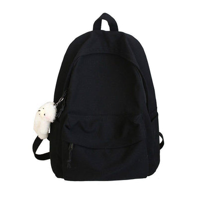 Solid Color Backpack Canvas Waterproof Schoolbag Teenager Bookbags 42*12*31 CM