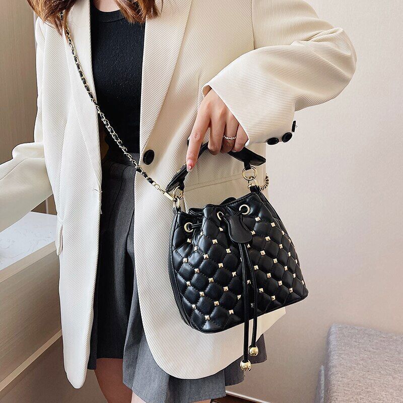 Woman Bucket Bag Faux Fur Shoulder Crossbody Bags Ladies Totes Bag