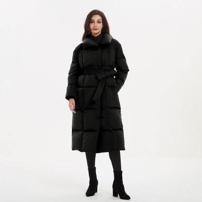 Thick Parkas Women Covered Button Coats Women Belt Long Cotton Jackets Ladies