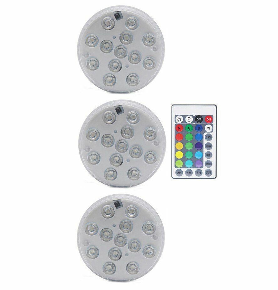 Swimming Pool Light 13 LED RGB Submersible Magnet Suction Cup Underwater Night