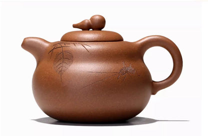 260cc chinese Yixing Handmade Zisha Duan clay Teapot Gourd Hu Tea Pot
