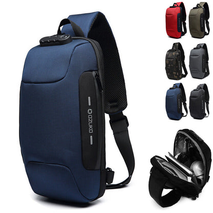 Comb. Lock Charging Port Water Resistant Chest Pack Sling Bag One Strap Backpack