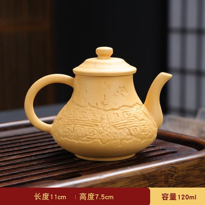 Purple Clay Kettle Tea Set Household Teapot Single Pot Tea Maker Handmade Relief