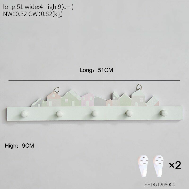 Key Holder Hanger Wall Hanging Wood Wall Organizer Rectangle House Shape Rack
