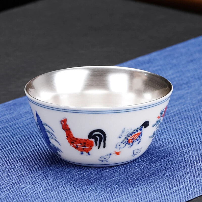 120ml Household Ceramic Gilt Silver Teacup Creative Single Master Cup Tea