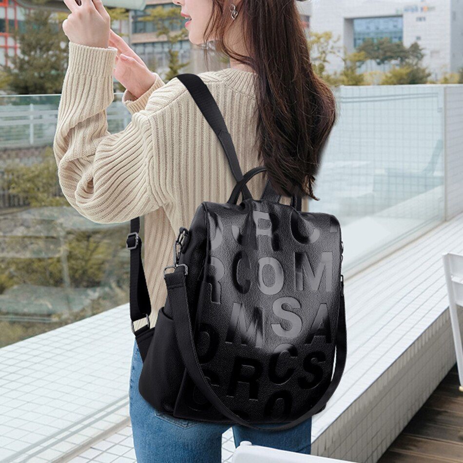 Anti-theft Backpack Soft Synthetic Leather Rucksack School Bags Large Traveling
