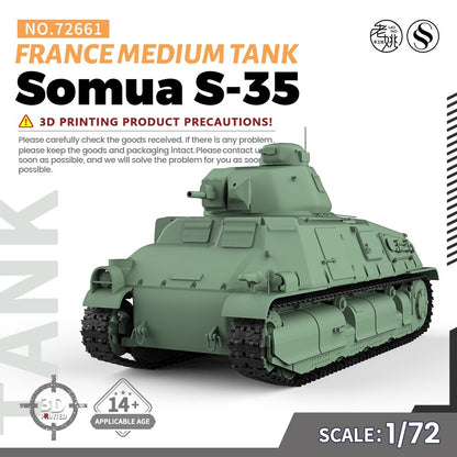 SSMODEL SS72661 1/72 25mm Military Model Kit France Somua S-35 Medium Tank