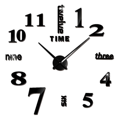 DIY Wall Clocks Acrylic Mirror Large 3D Frameless Home Living Room Decor 37-47In
