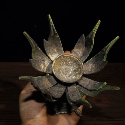 Antique Oil Lamp Buddhism Old Bronze Lotus Lamp Collection