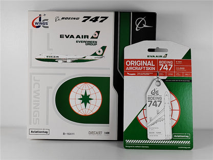 1:400 JC Wings EVA AIR BOEING B747-400 Passenger Airplane Diecast Aircraft Model