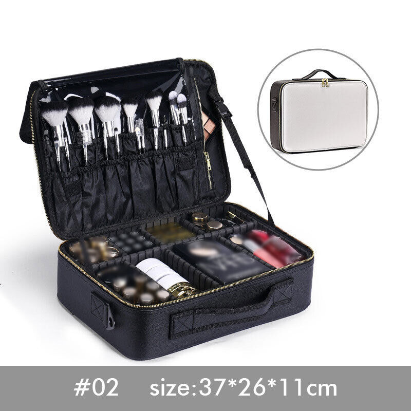Professional Portable PU Makeup Case Travel Manicure 2 Layers Cosmetics Bags