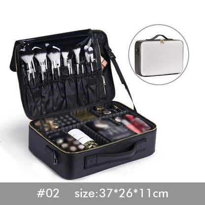 Professional Portable PU Makeup Case Travel Manicure 2 Layers Cosmetics Bags