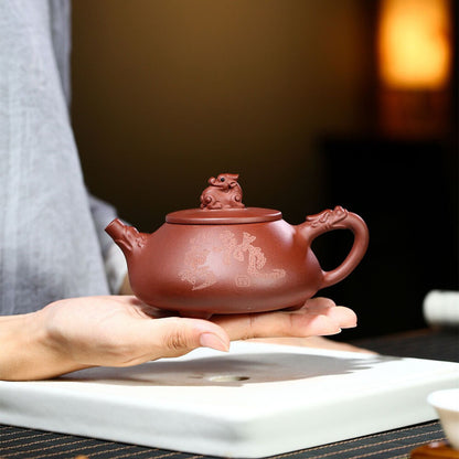 Chinese Tea Pot Real Yixing Zisha Shipiao Pot Clay Marked Mascot Statue 220ml