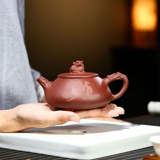 Chinese Tea Pot Real Yixing Zisha Shipiao Pot Clay Marked Mascot Statue 220ml