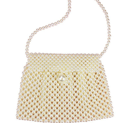 Handmade Beaded Pearl Bag Woven Small Pockets Shoulder Phone Clutch Coin Purse