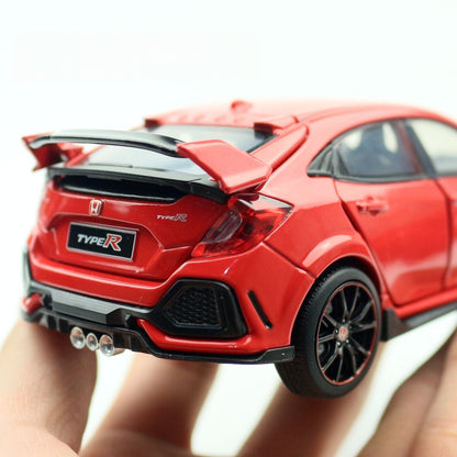 1:32 Diecast 2019 Honda Civic Type R Metal Car Model Toy Door Open Sound Light