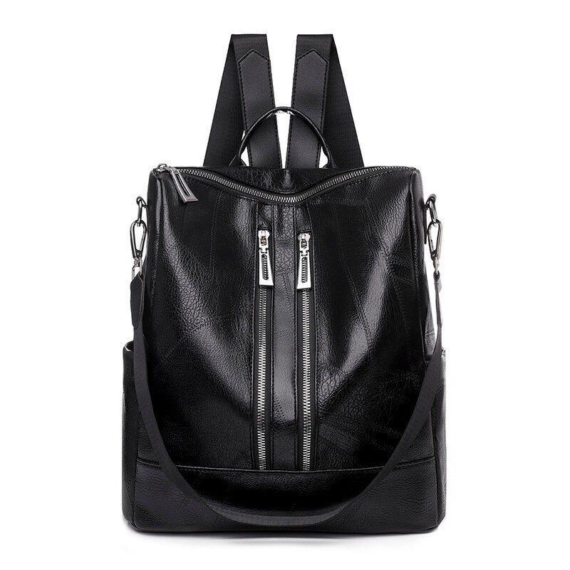 White Backpack Women Leather Travel Rucksack Shoulder Book Bag Waterproof Nylon