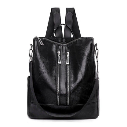 White Backpack Women Leather Travel Rucksack Shoulder Book Bag Waterproof Nylon