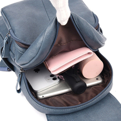 Premium PU Leather Backpack Women Vitange Satchel Rucksack Travel Shoulder Bag