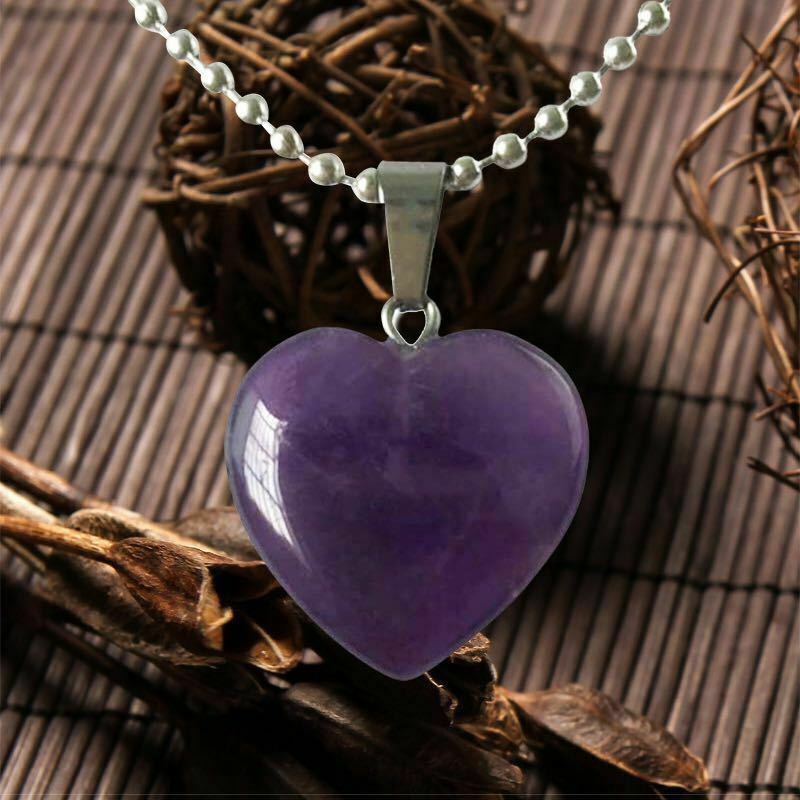 Wholesale 20pcs/lot charms natural amethyst stone Heart-shaped Beads Pendants