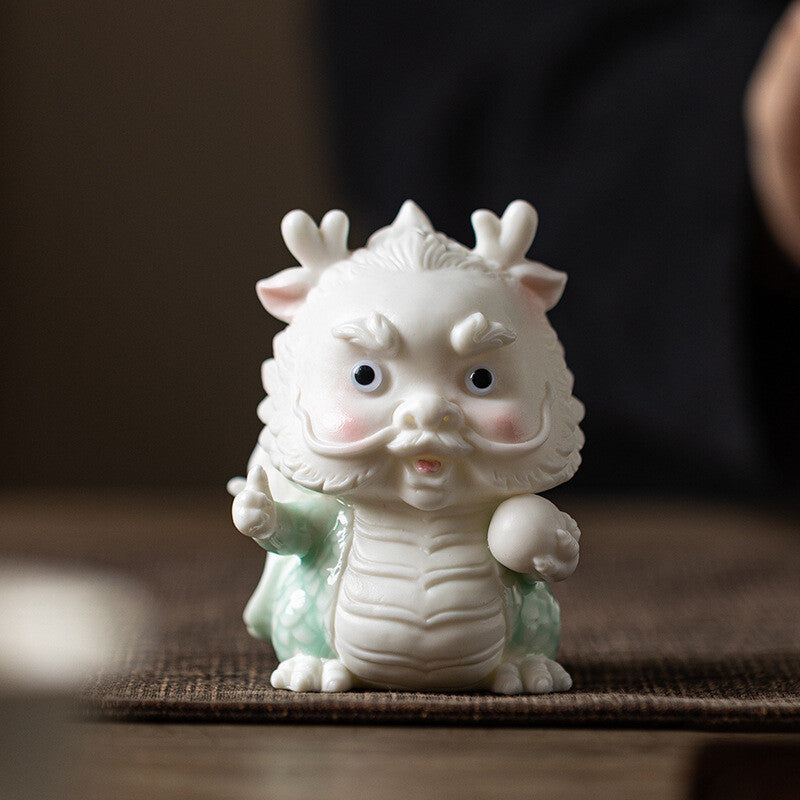 Mascot Statue Dragon Handmade Artware Porcelain Tea Pet House Warming Gift Small