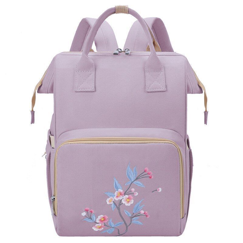Big Women Bag Waterproof Baby Care Backpack Flower Embroidery Outdoor Traveling