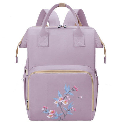 Big Women Bag Waterproof Baby Care Backpack Flower Embroidery Outdoor Traveling