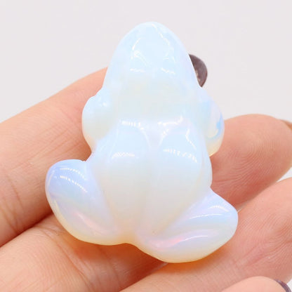 Frog Statue Figurine Natural Stones Hand Carved Ornament Healing Crystal 30x38mm