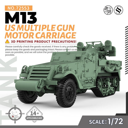 SSMODEL SS72553 1/72 Military Model Kit US Multiple Gun Motor Carriage M13 SPAA