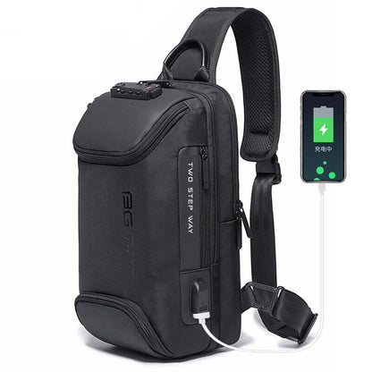Men's Sling Backpack Oxford cloth Waterproof&Anti-theft Crossbody Bag USB Port