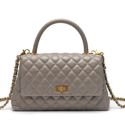 Cowhide Pebbled Bag Fashion Embroidery Thread Versatile Leather Chain Crossbody