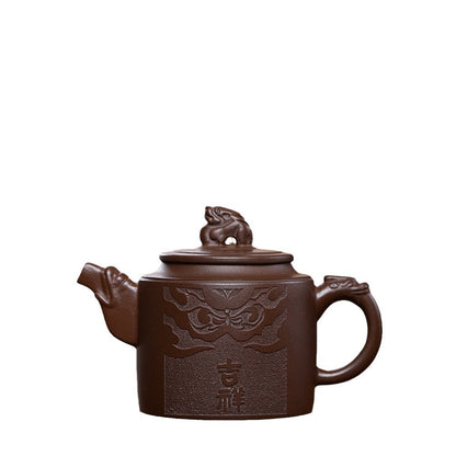 Chinese Character Carved Tea Pot Real Yixing Zisha Purple Grit Clay Pot Marked