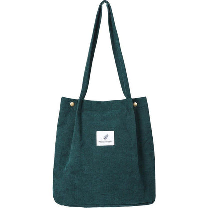 Women Corduroy Shoulder Bag Reusable Shopping Bag Casual Tote Handbag 28*11*32CM
