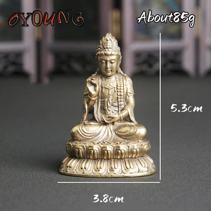 Copper Mahasthamaprapta Buddha Statue Home Buddhism Figurines Miniatures Bodhis