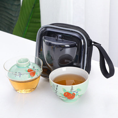 Portable Tea Set Porcelain Teacup Glass Gaiwan Vehicle Travel Teasets Tureen Lid