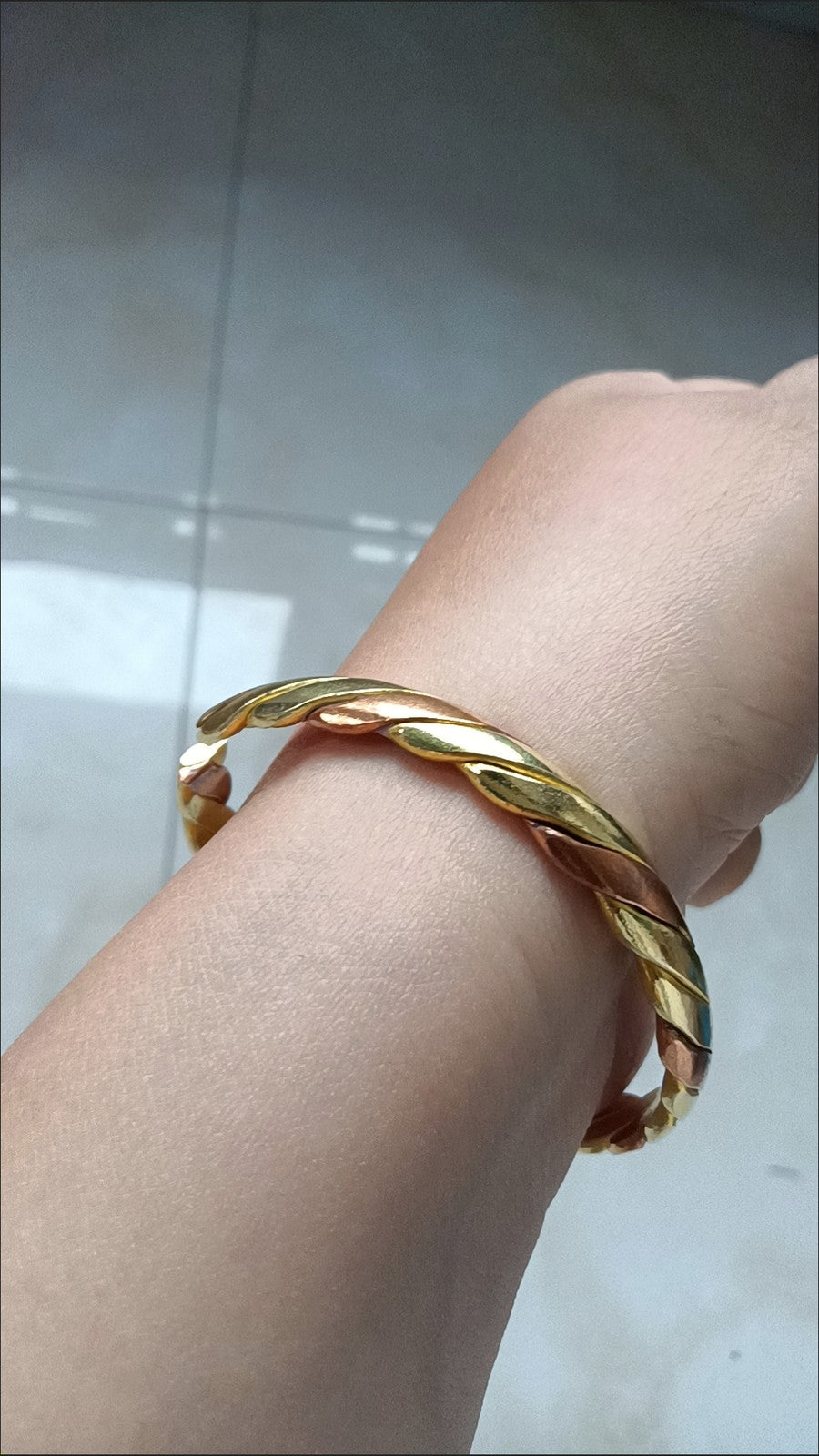 Nepalese Handmade Tri-Color Copper Bangle Ethnic Style