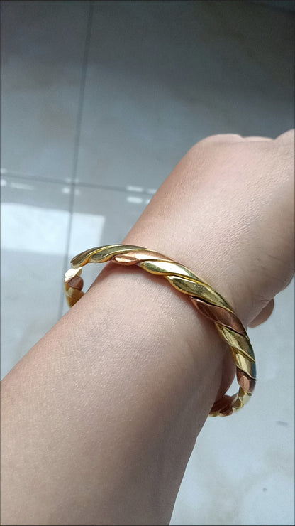 Nepalese Handmade Tri-Color Copper Bangle Ethnic Style
