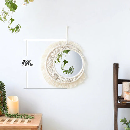 Macrame Wall Mirror Acrylic Boho Home Nursey Decor Round Decoration Gift 20-35cm