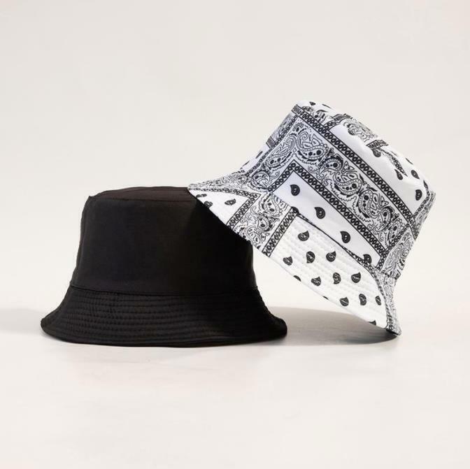 Bandanna Paisley Bucket Hat Cap Double-sided Fisherman's Cap Men Women Cotton
