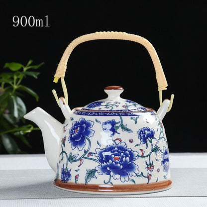 900ml China Porcelain Teapot With Strainer Net High Capacity Tea Pot For Hotel