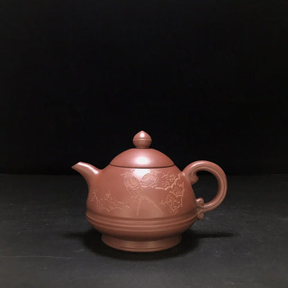 vintage chinese yixing purple clay teapot zisha ceremony carving Collectible art
